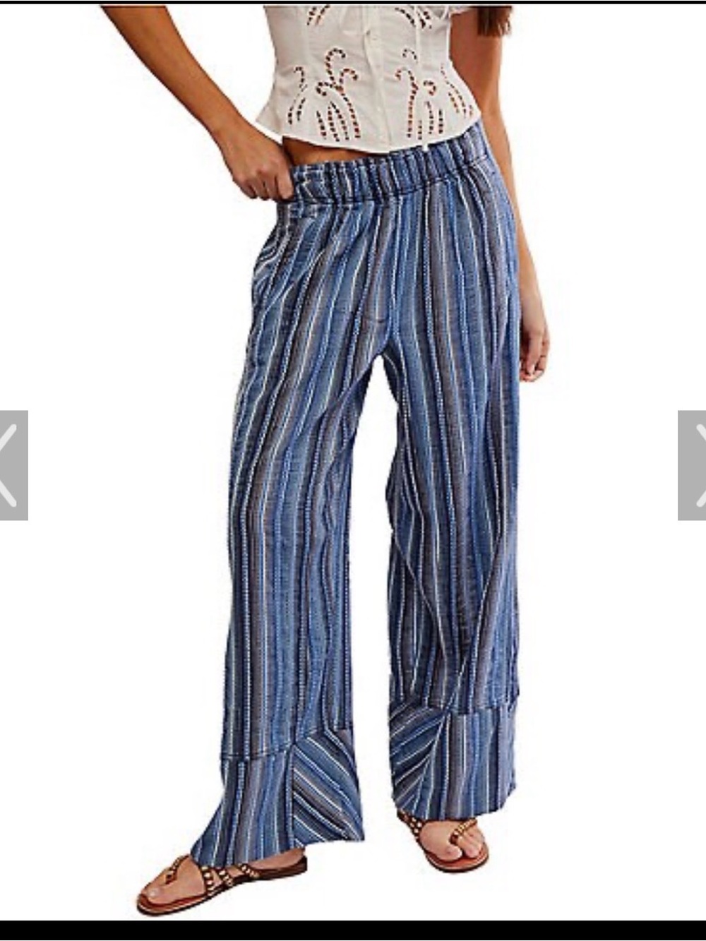 Free People Days End Tan Striped Pants